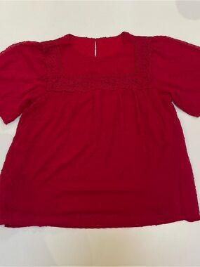 ❤️Red Swiss Dot Eyelet Lace Blouse – Size XL